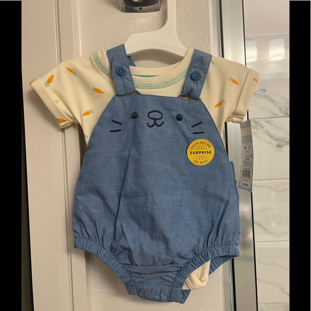 Cat & jack baby chambray bunny top & bottom set - Picture 1 of 6